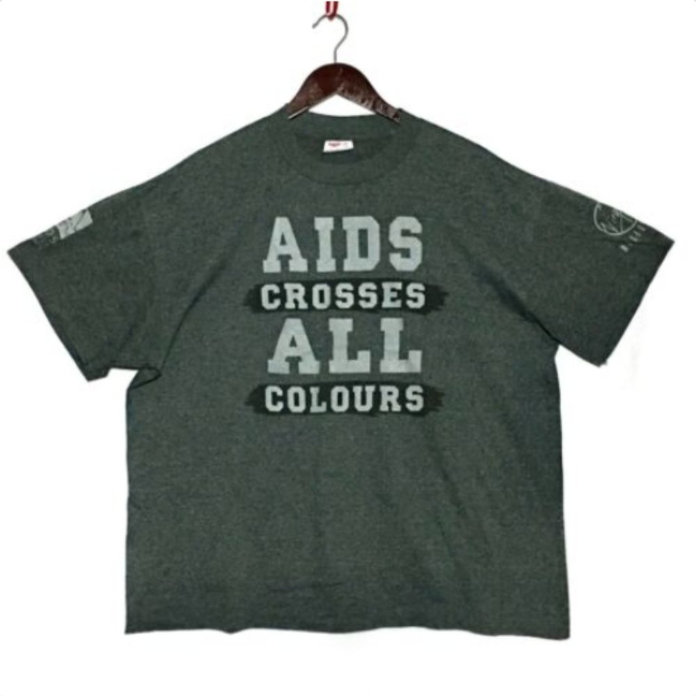 Vintage 80's Tee Jays Aids Awareness T Shirt XL Virgin Megastore Single Stitch